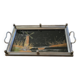 Plateau en verre peint 30's