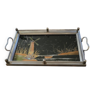 30s painted glass tray