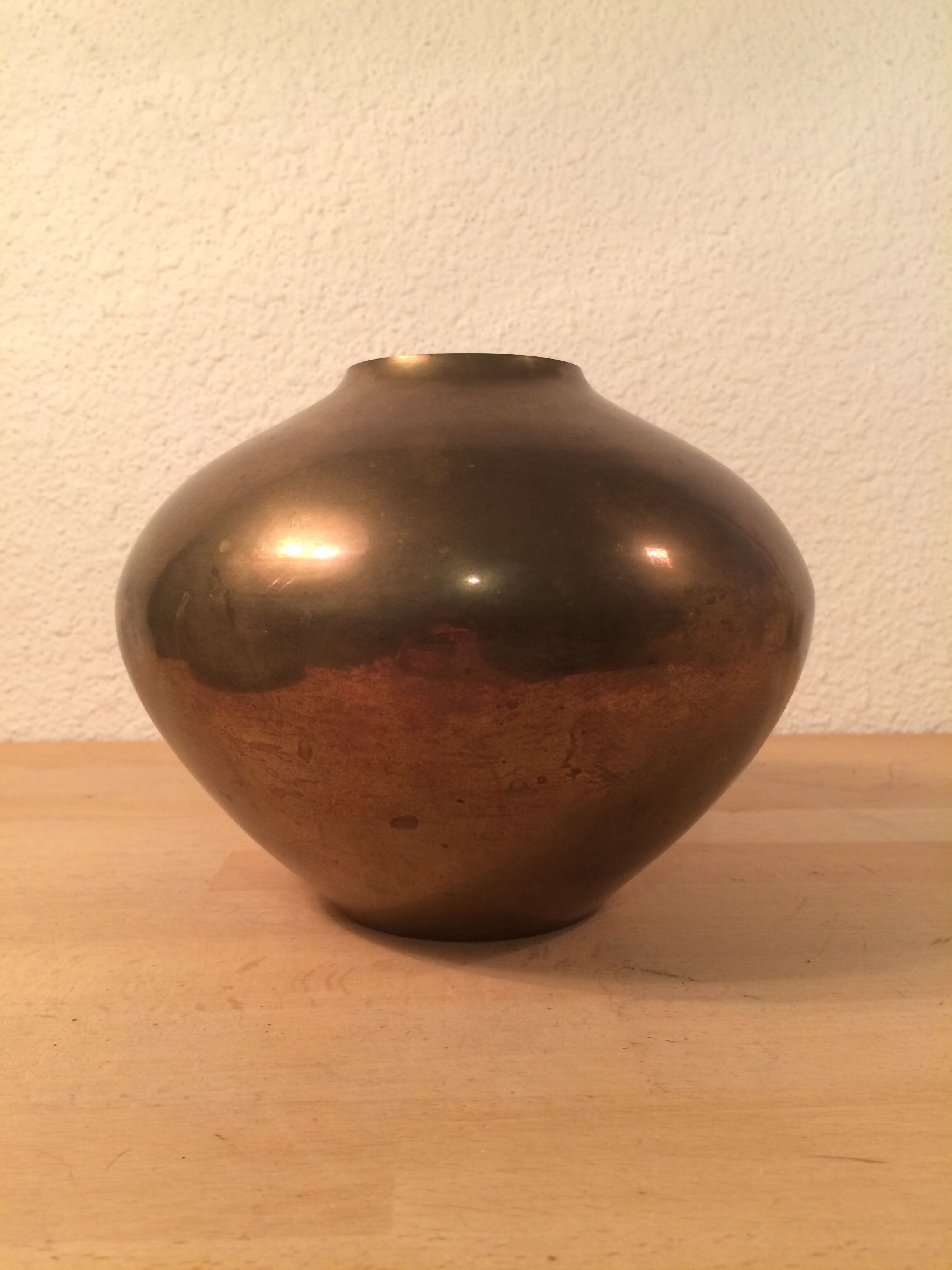 Vintage modernist golden brass vase