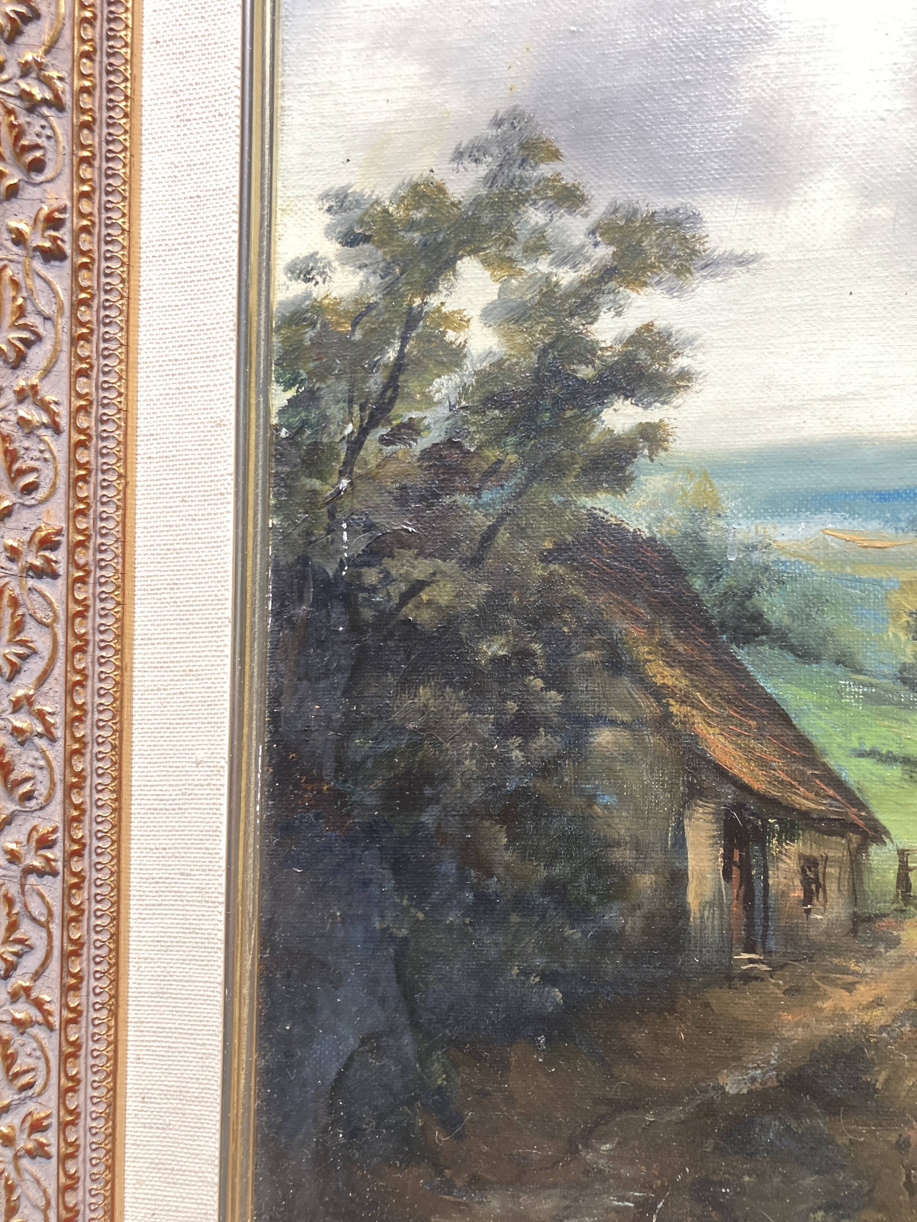 Peinture sur toile, intitulé "Le bocage", signée