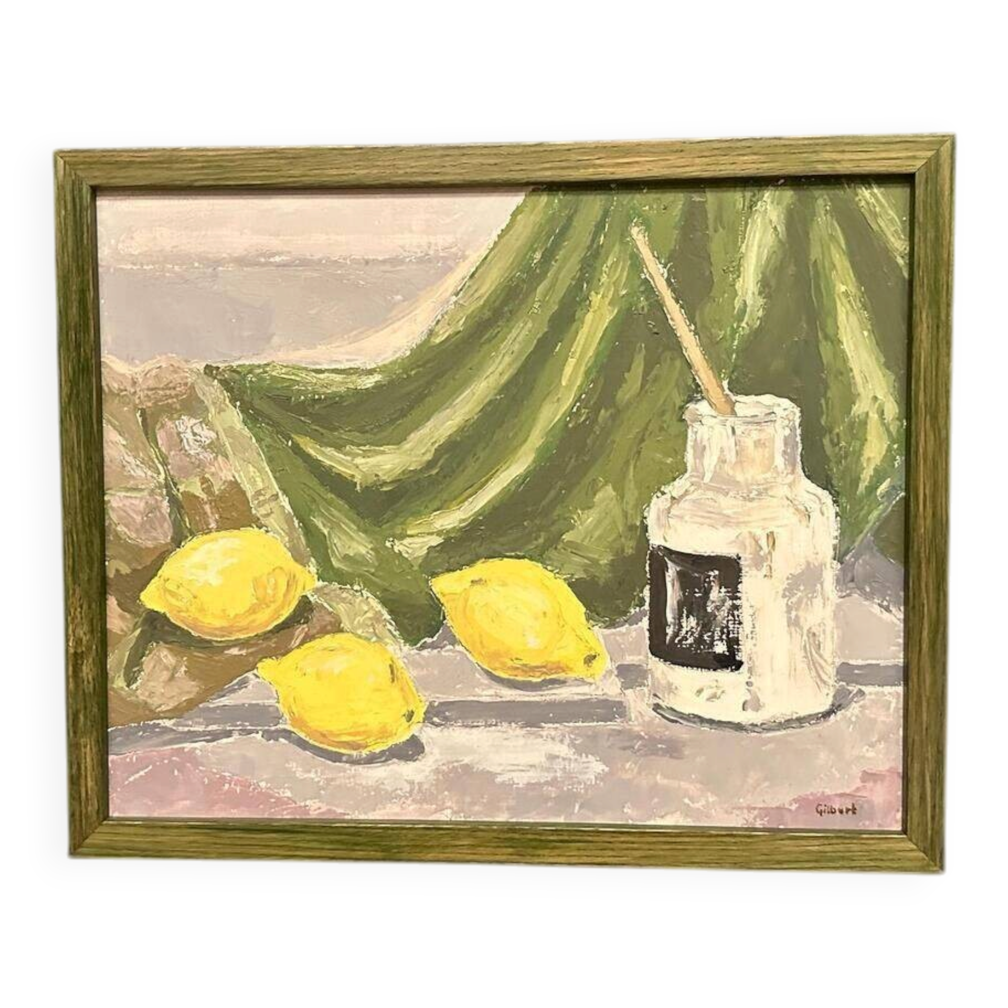 Original Oil on Panel – “Still Life with Lemons and Inkpot” by Gilbert