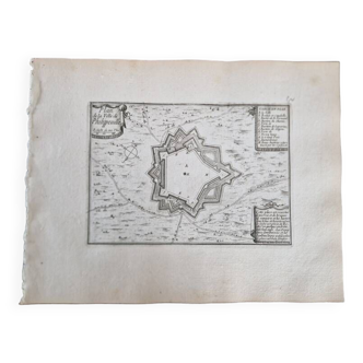 17th century copper engraving "Plan of the town of Philippeville" By Pontault de Beaulieu