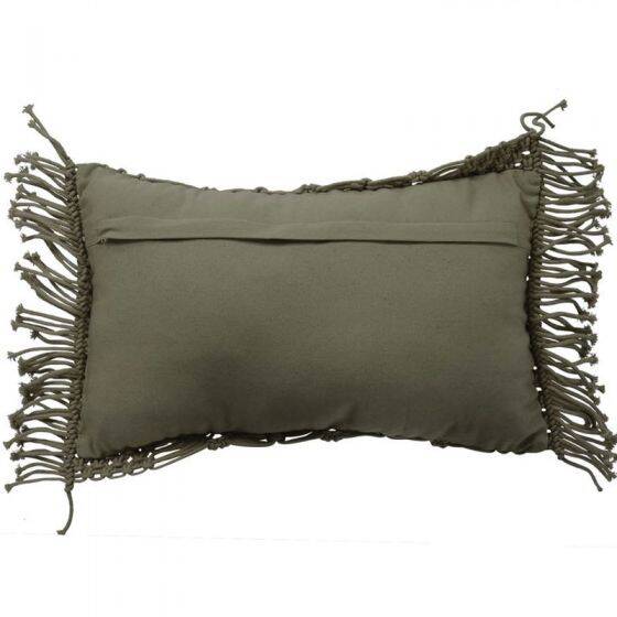 Green woven macramé cushion 40x60 cm