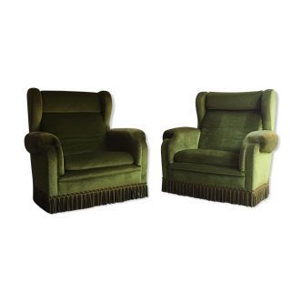 Paire de fauteuils velours Jean Prévost