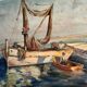 Ancient painting, marine oil on canvas 60s/70s