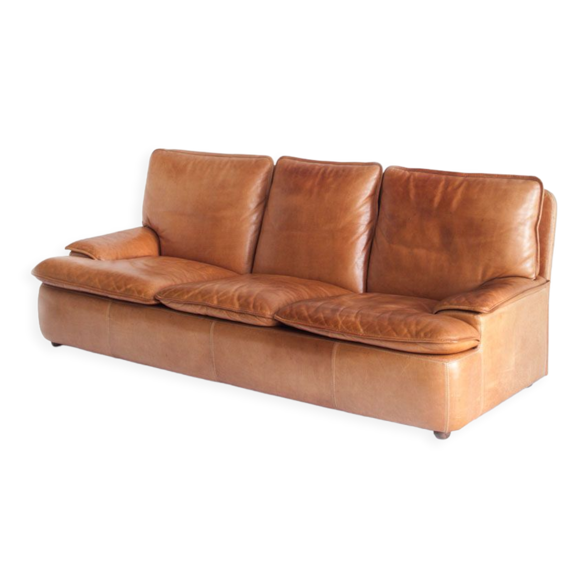 Vintage leather sofa. Belgium, 1970s