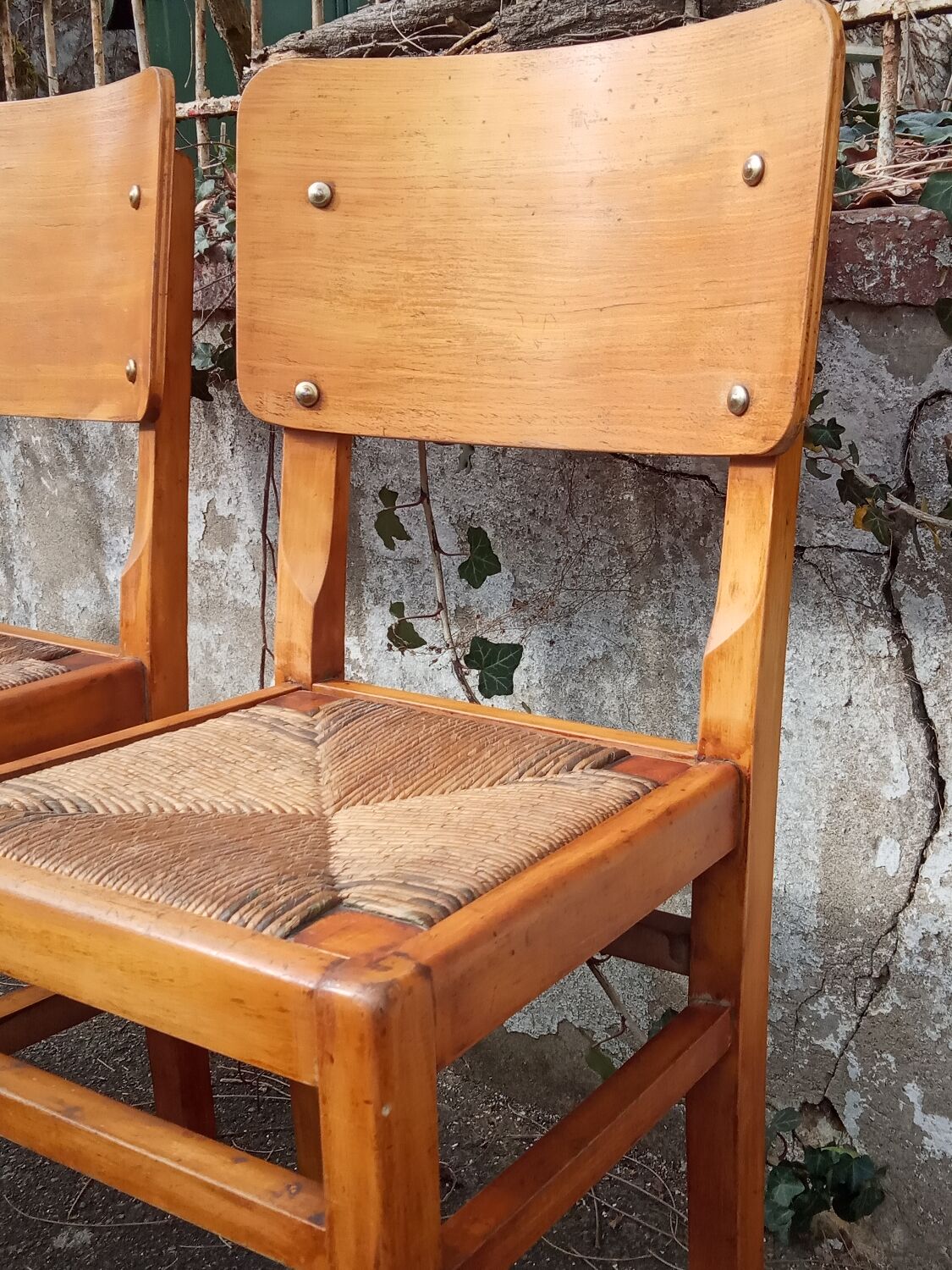 Pair of straw chairs from the 1950s