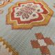 Antique Anatolian Kilim Rug, Turquoise Blue & Mustard Flatweave 141x93 cm