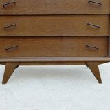Vintage chest of drawers wood compass feet 1950s