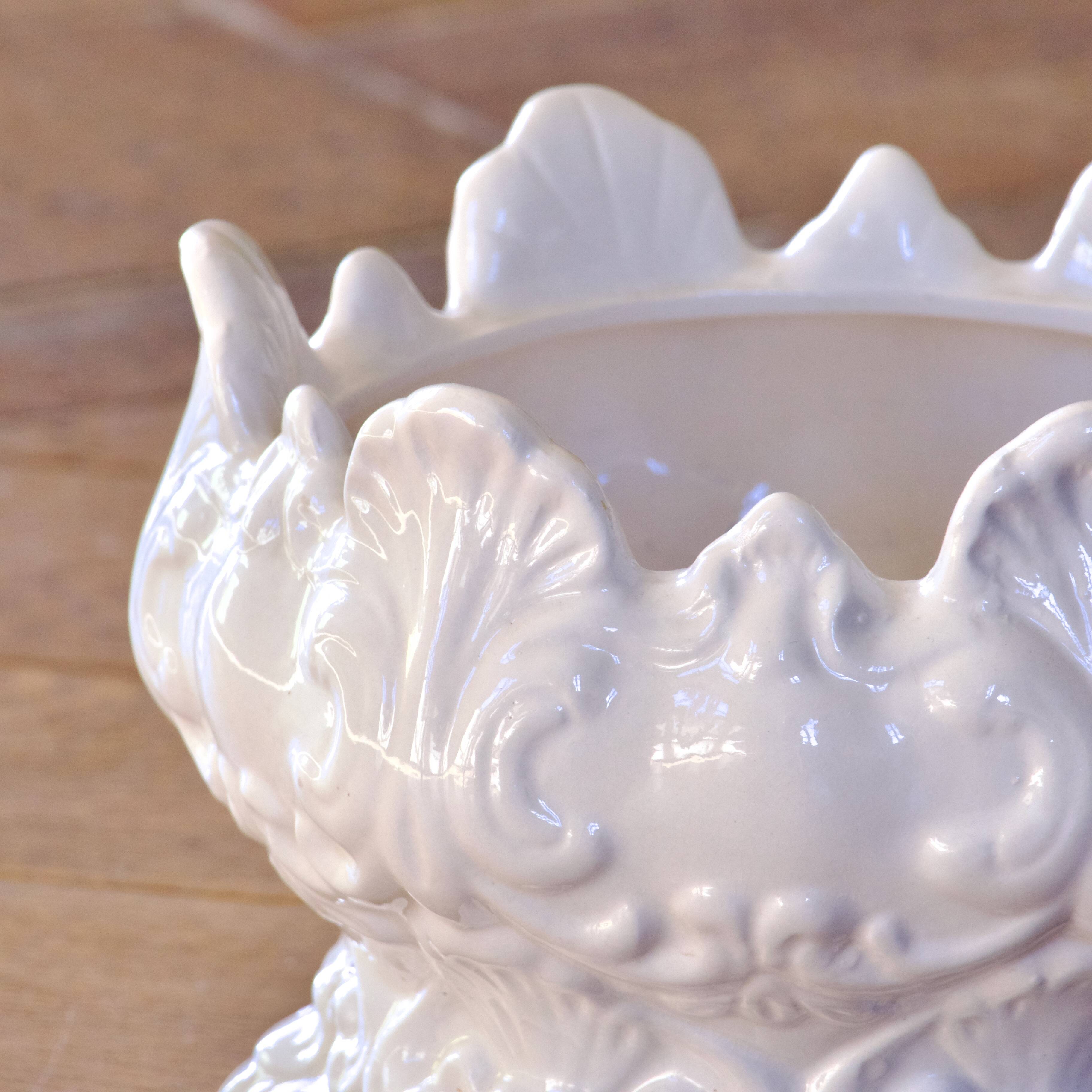 Antique cachepot, 19th century, 1873, in earthenware with baroque decoration