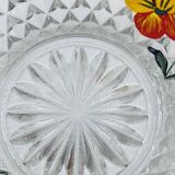 Vintage glass fruit salad serving set with a pansy design.