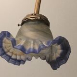 Art Deco style chandelier, bronze and glass paste tulips