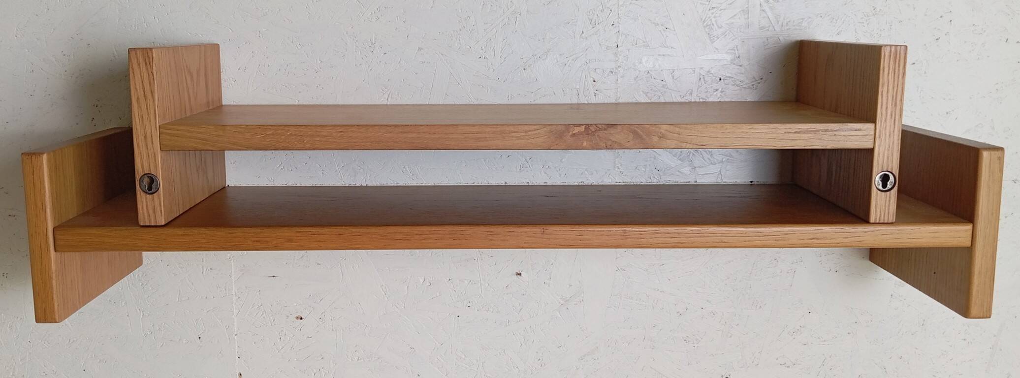 Pair of solid oak wall shelves