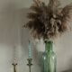 Bouteille, vase en verre vert