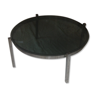 Table basse verre et chrome années 60