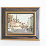Tableau huile sur Toile signé H.Ecuyer Vue de de Genève