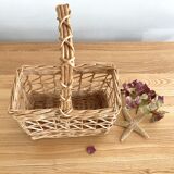 Vintage wicker bottle-bearer basket