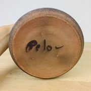 Vintage signed sandstone flower spade vase