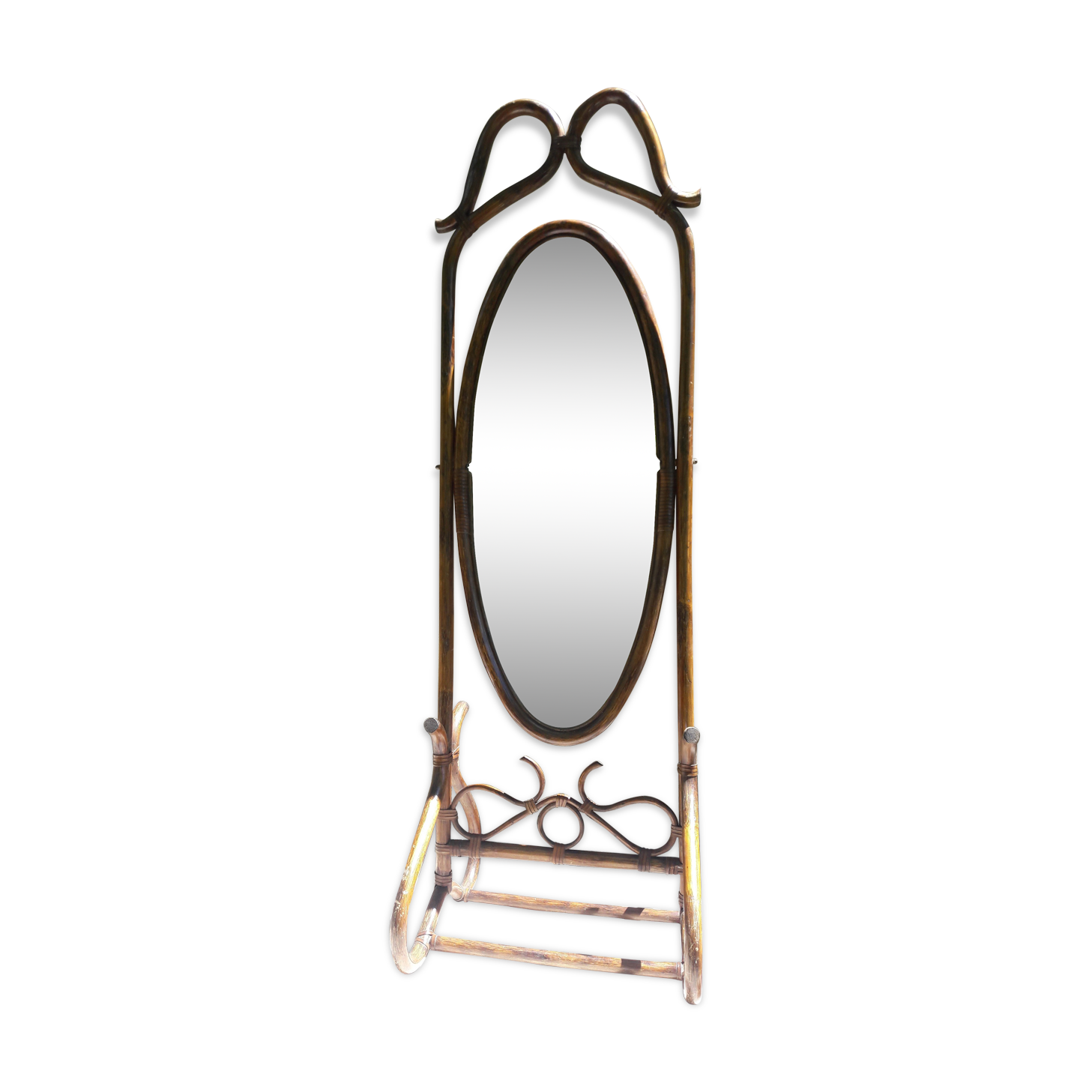 Standing Brown rattan mirror 176x56cm