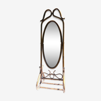 Miroir sur pied en rotin brun 176x56cm