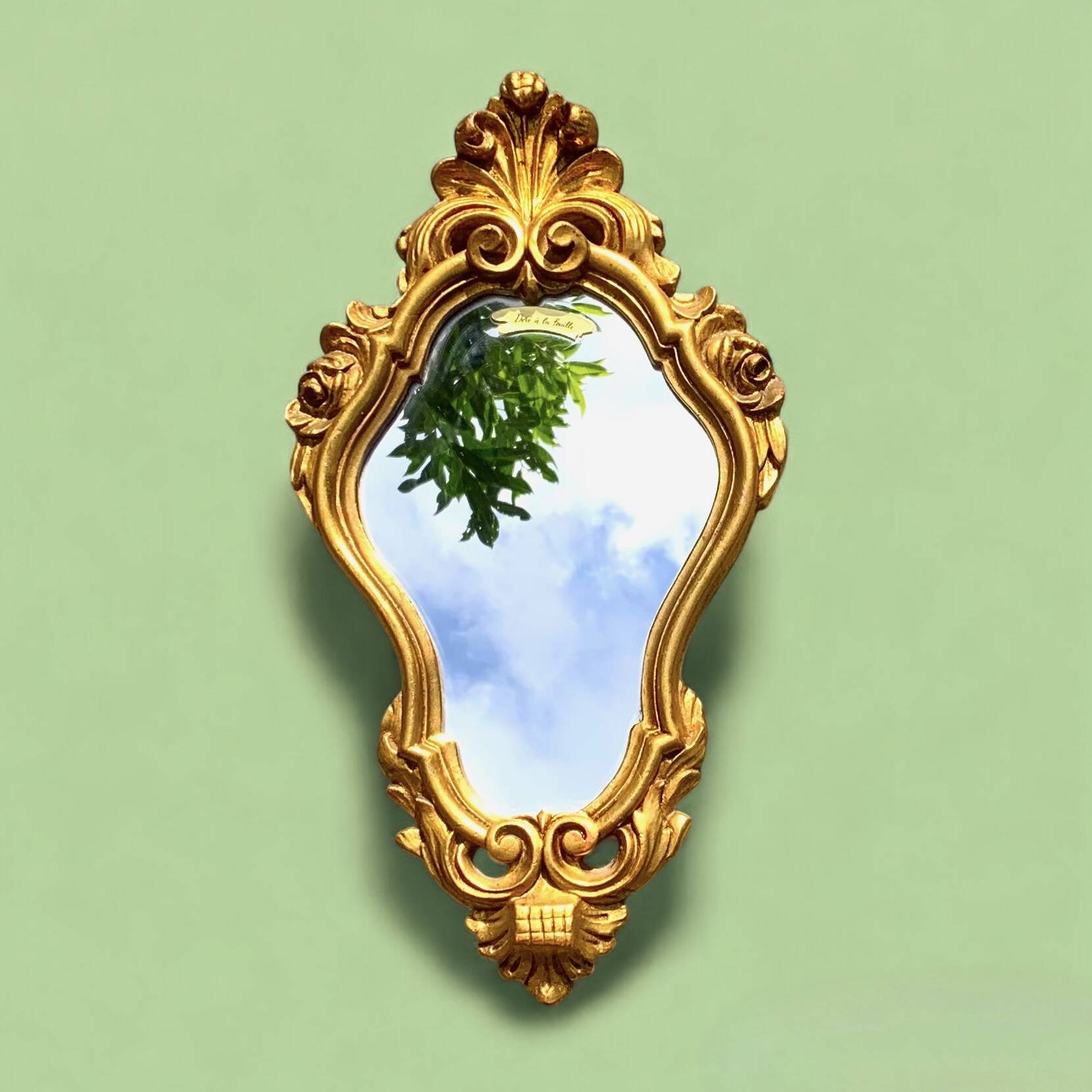 Vintage gold leaf resin wall mirror