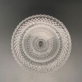 Clear glass footed plate with worked handle