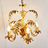 Vintage gilt metal palm chandelier, 1960s