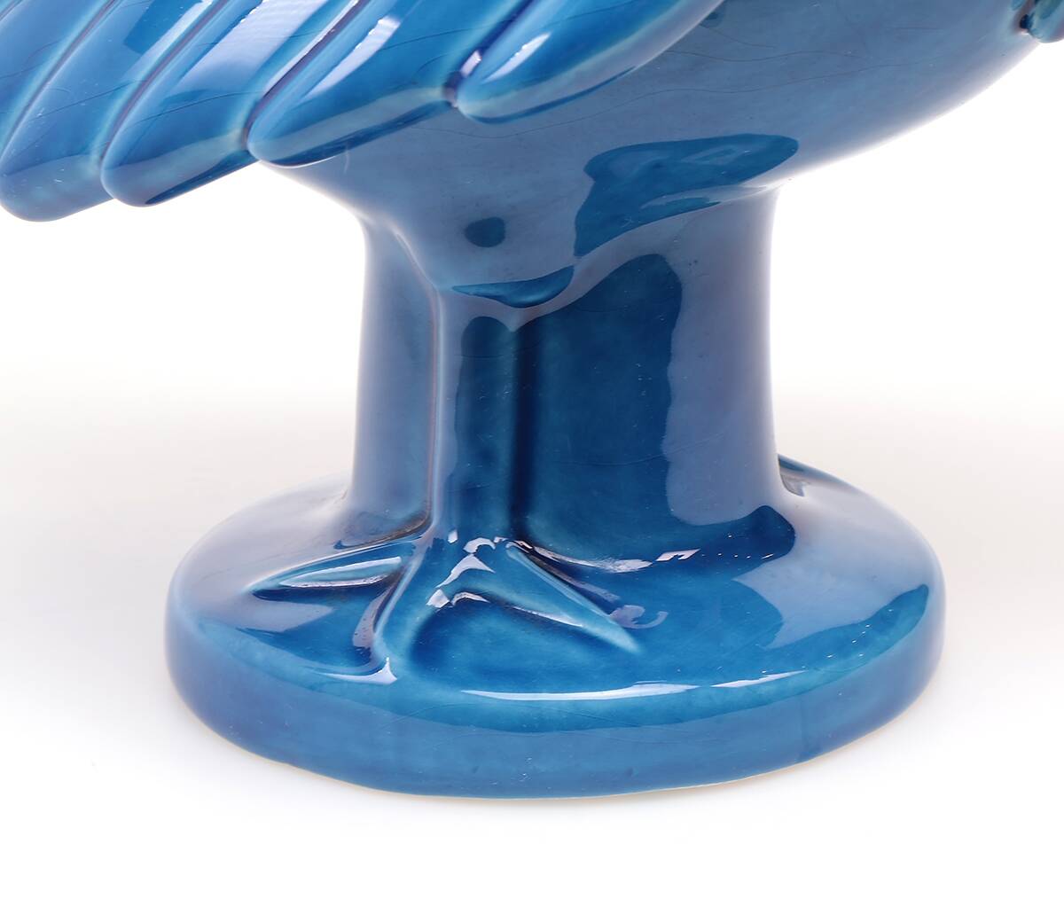 Vintage Italian Blue Ceramic Rooster, Behrend 1960s