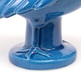 Vintage Italian Blue Ceramic Rooster, Behrend 1960s