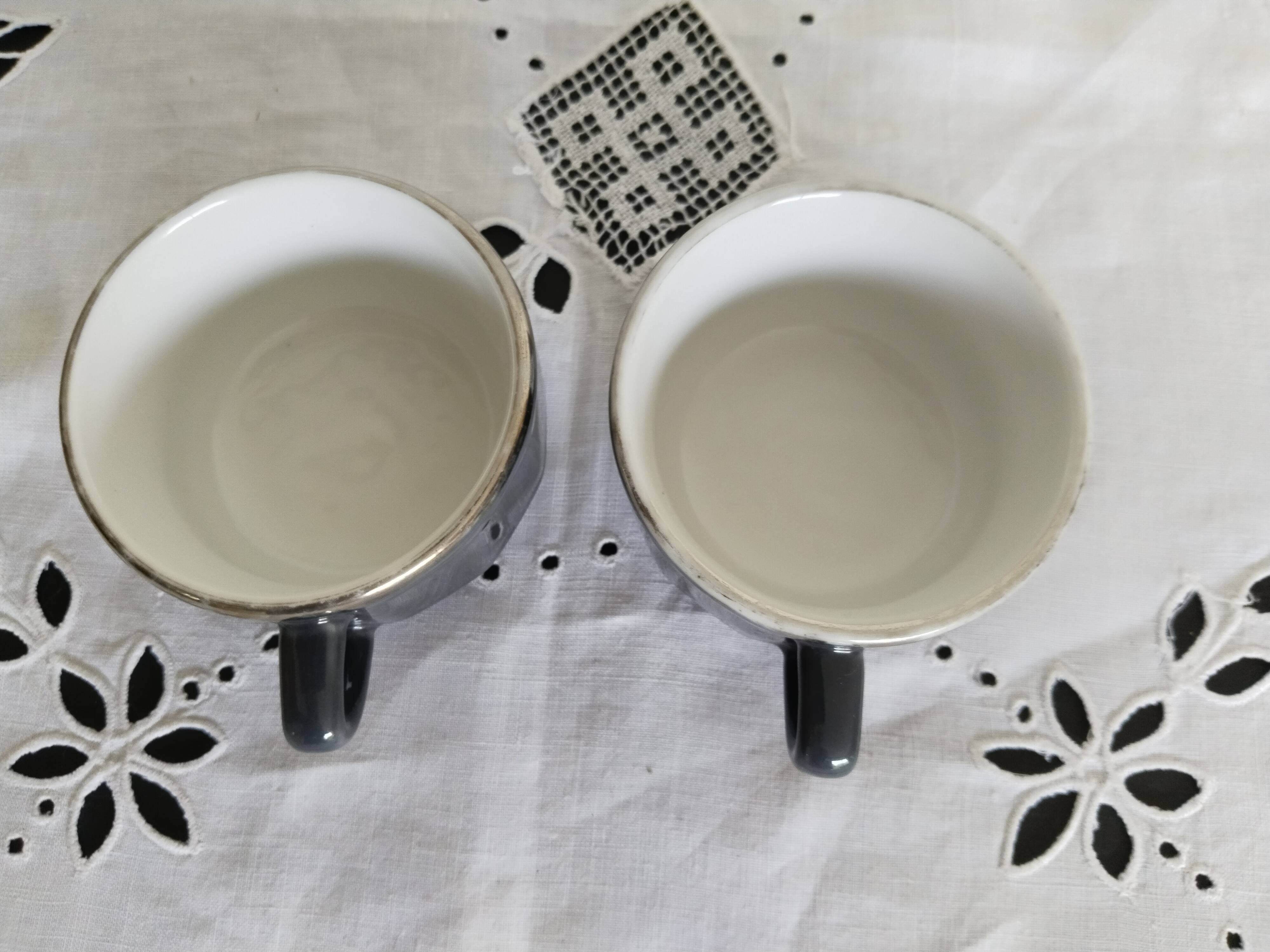 Apilco bistro coffee cups, gray and silver