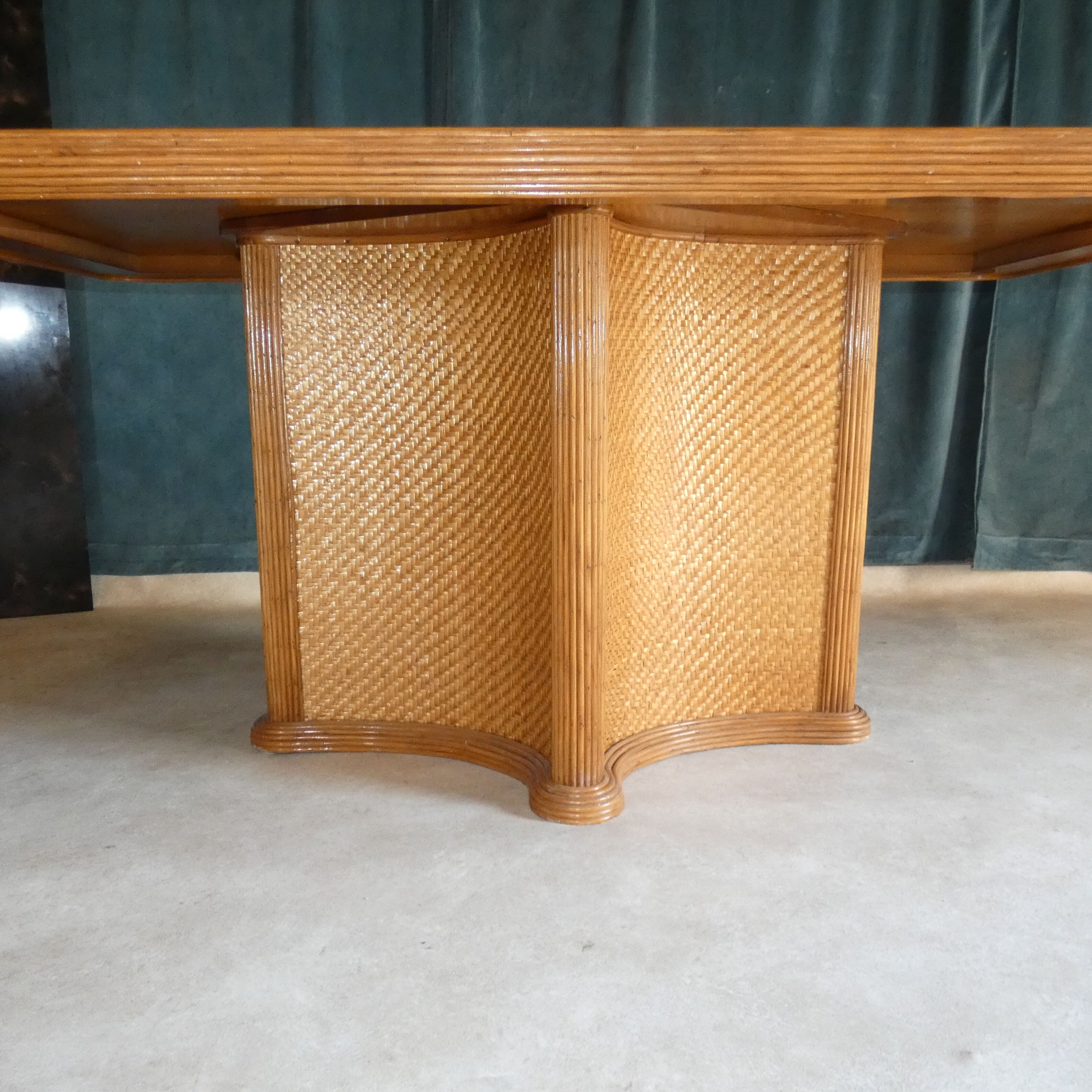 Dinner table in rattan cane