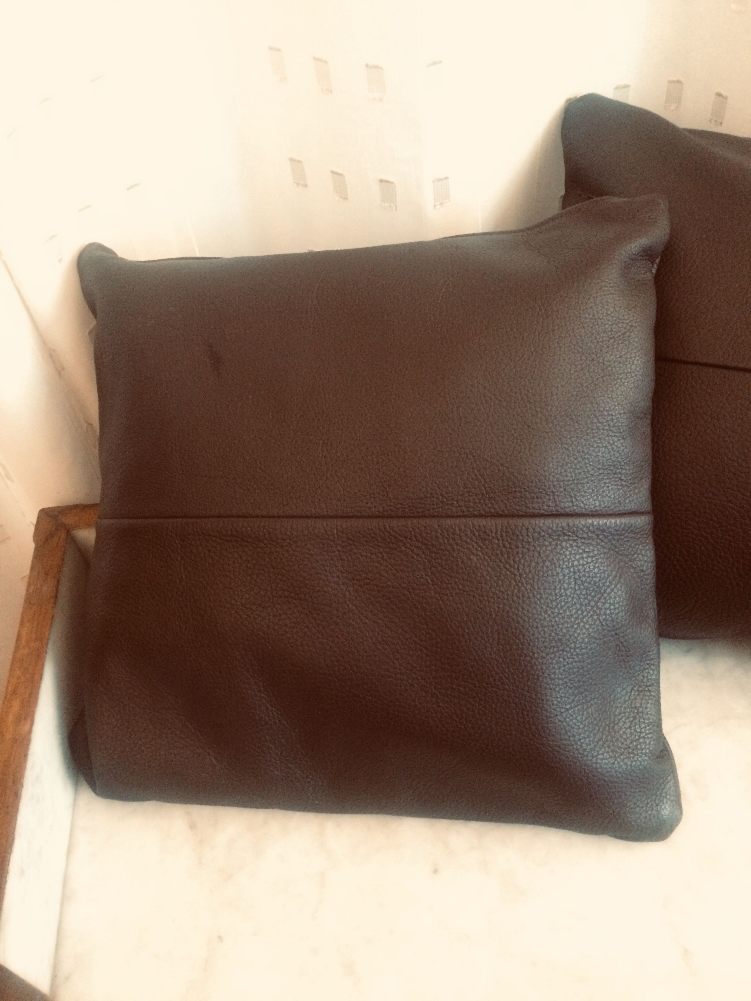 Lot of 2 leather cushions