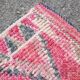 Hot Pink Turkish Runner Rug, Vintage Boho Hallway Carpet, 83x353 Cm