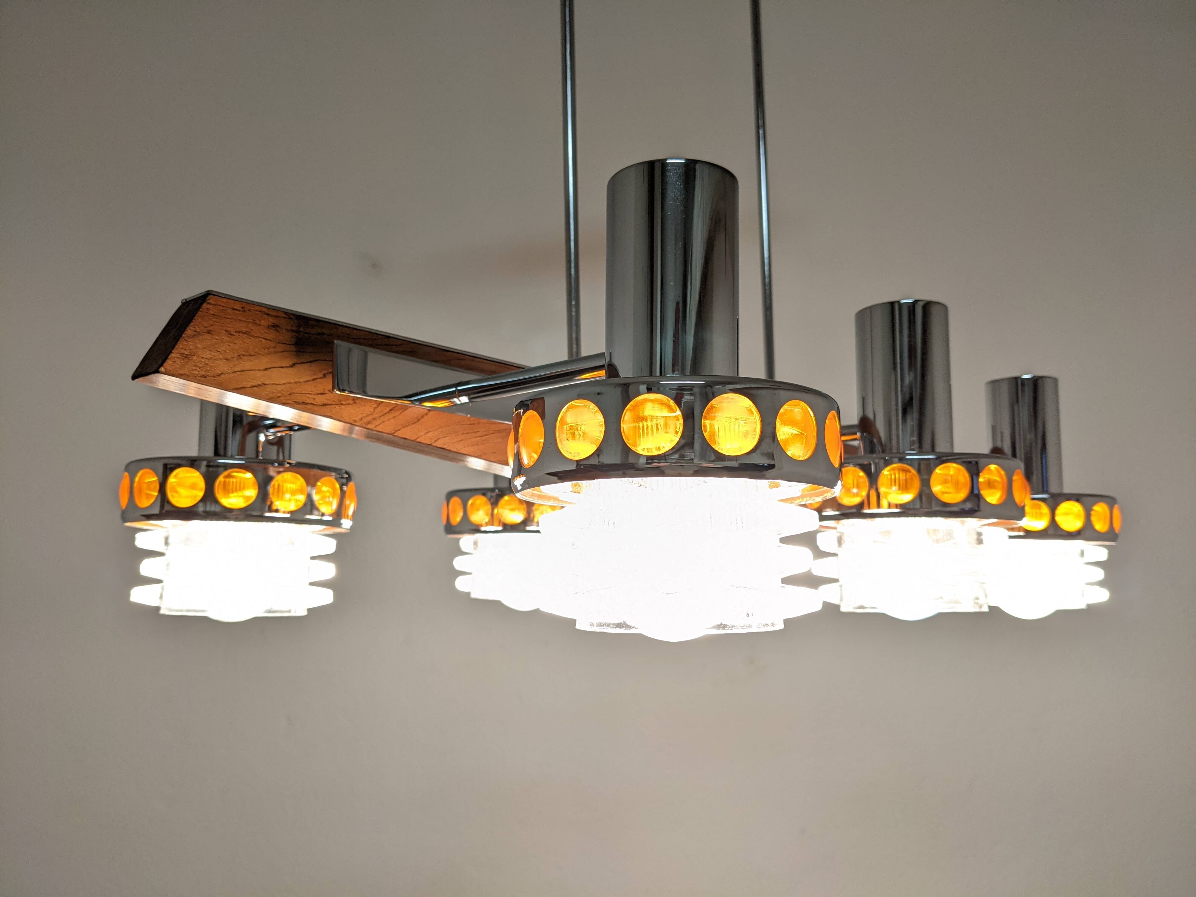 Lustre Space Age à 6 feux des années 60/70 par Raak