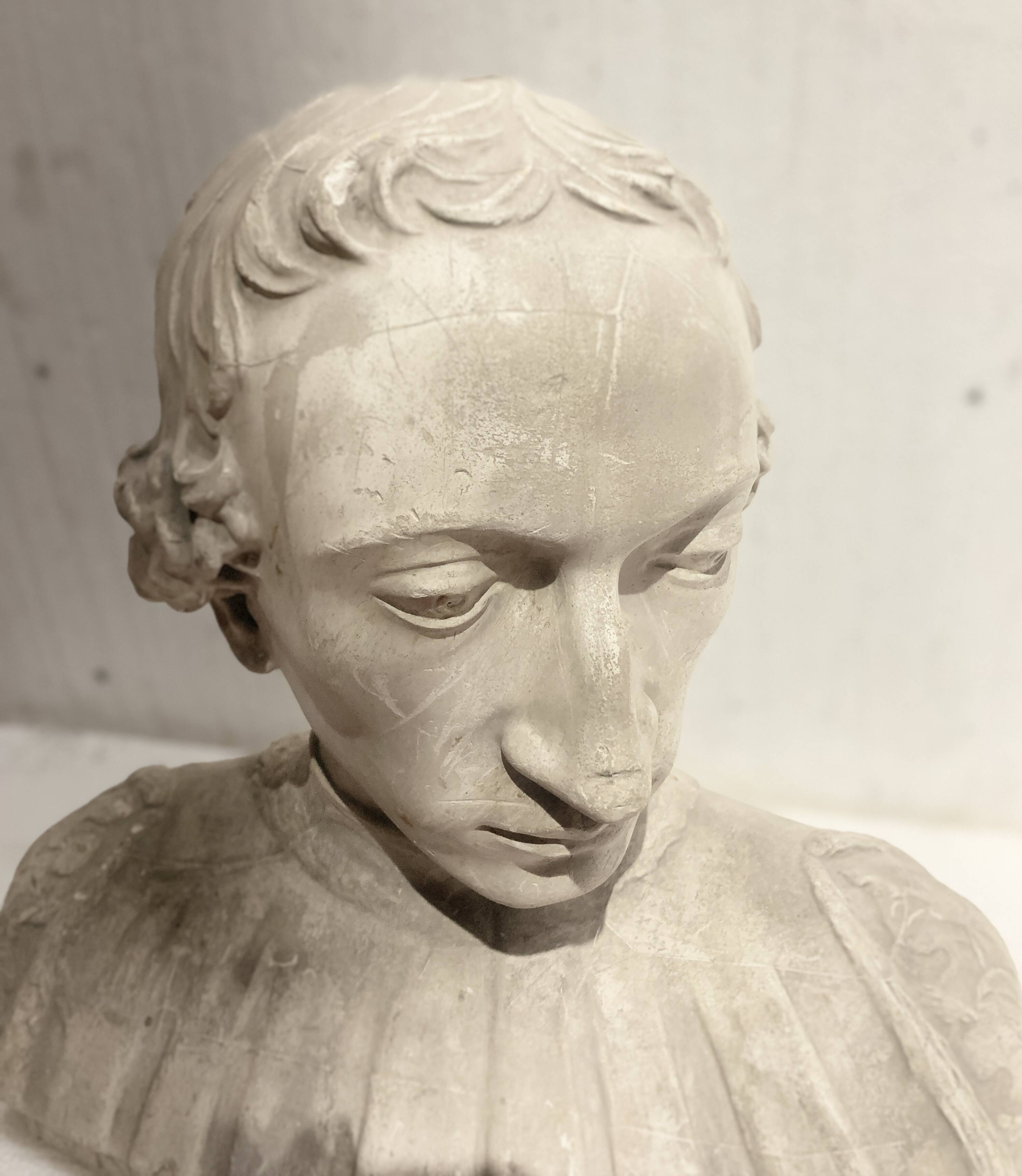 Sculpted plaster cast Bust of a young man 20th century