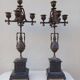 Large pair of 5-light candlesticks in spelter, complete, 19th century