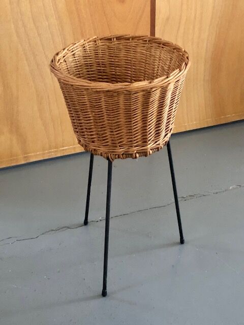 Wicker and wire plant holder