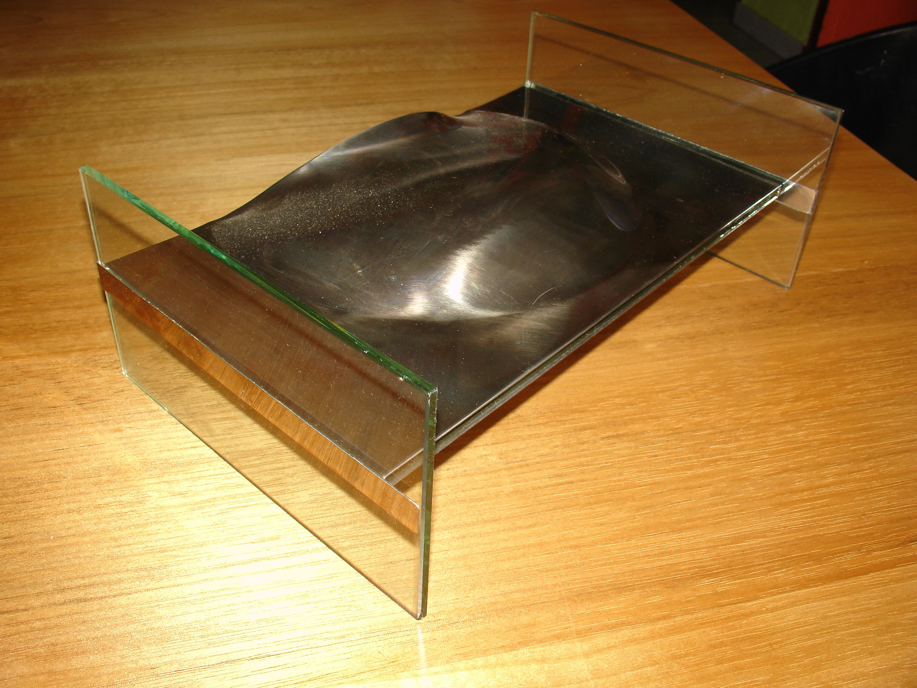 Glass and steel vase, circa 1970