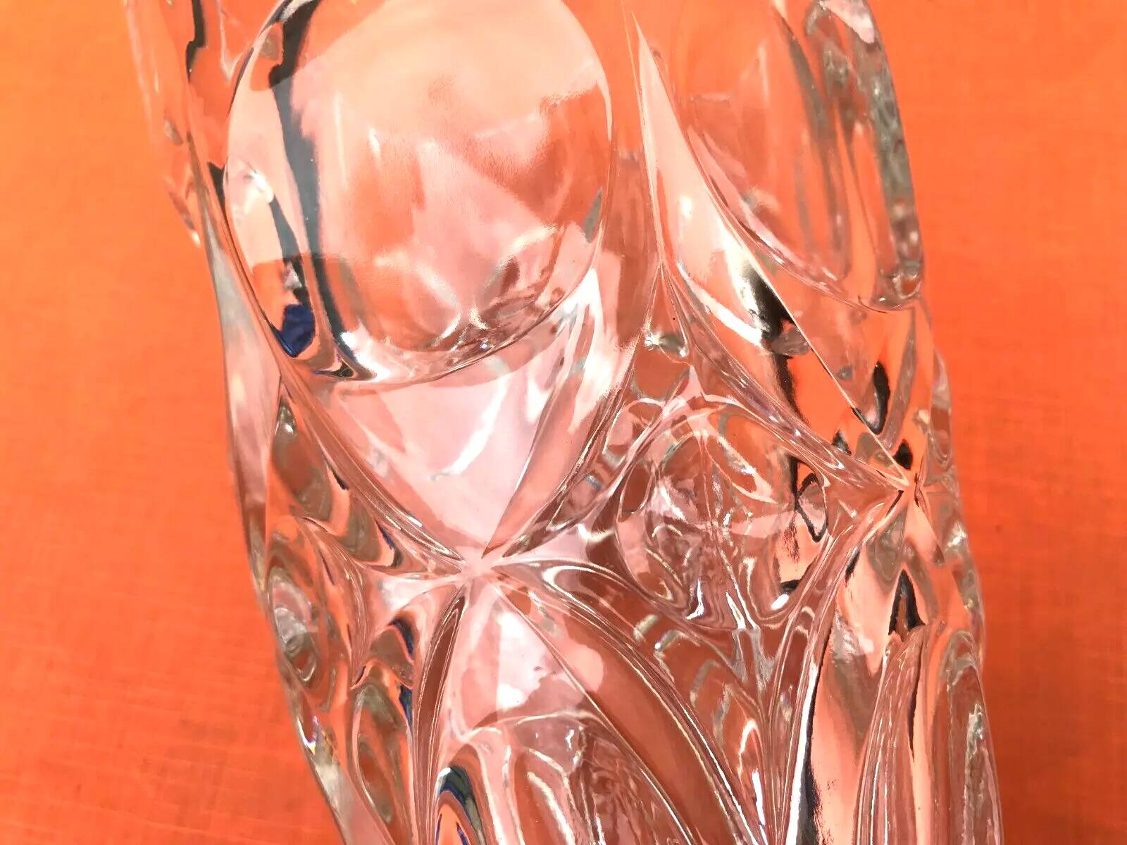 Art Deco Style Faceted Vase Clear Glass Geometric Decor