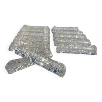 lot of 6 antique knife holders in vintage cut crystal glass - art of