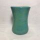 Old green blue decoration ceramic vase signed vintage