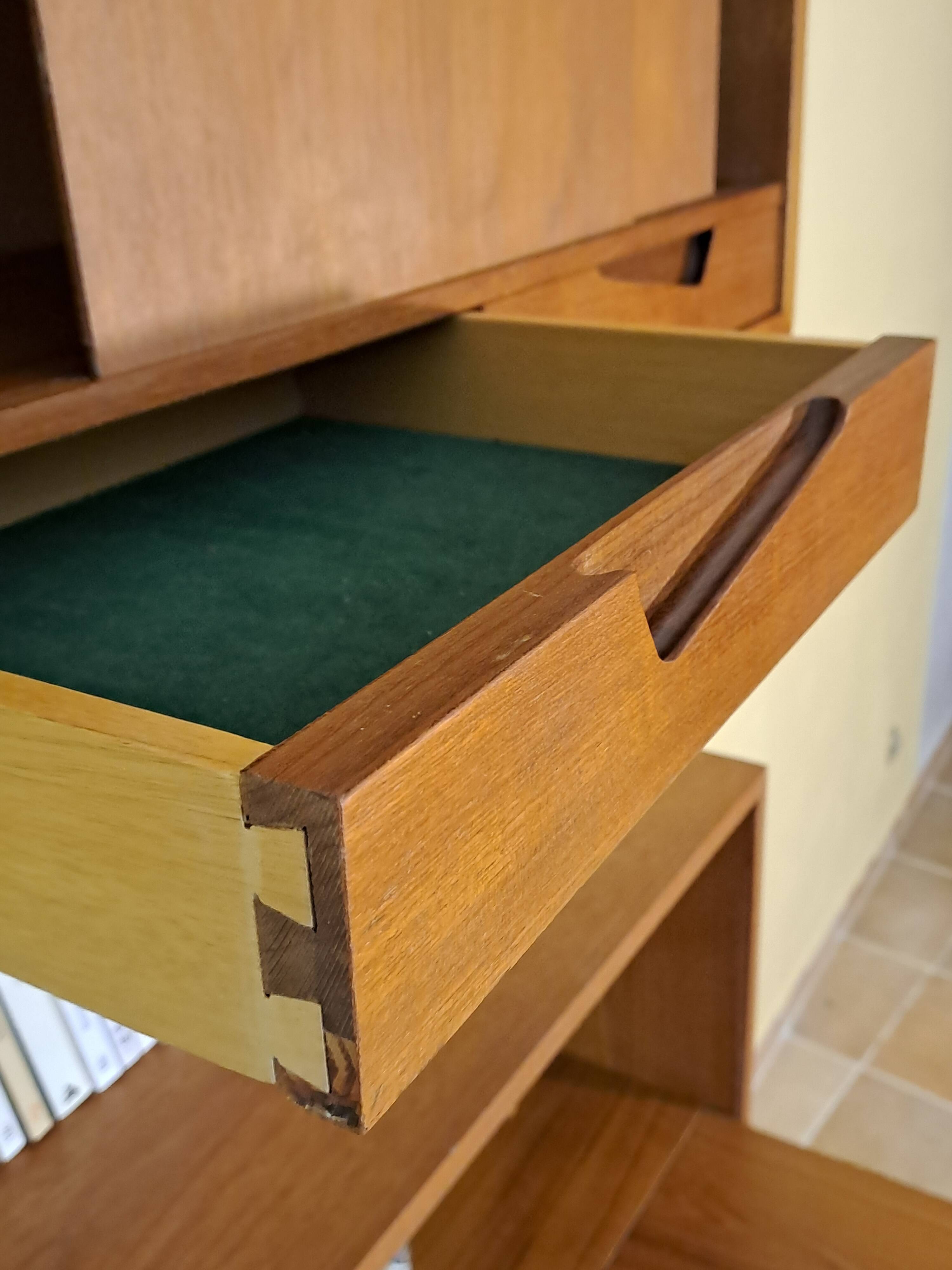 Teak wall secretary RIVAL, Vintage Scandinavian 1960s