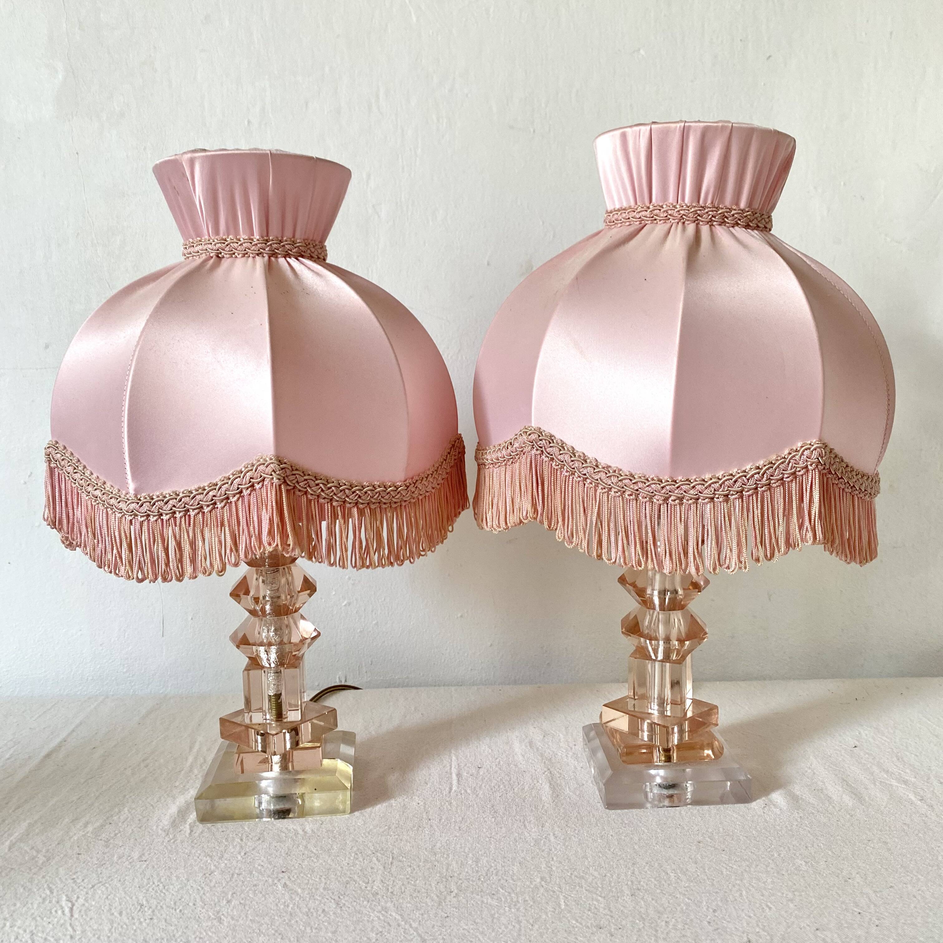 Pair of 60s glass lamps