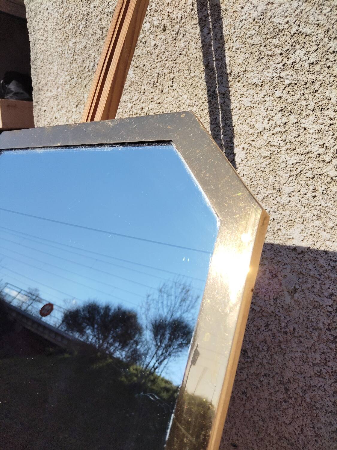 Charming vintage wall mirror from the 1960s-1970s. It stands out.