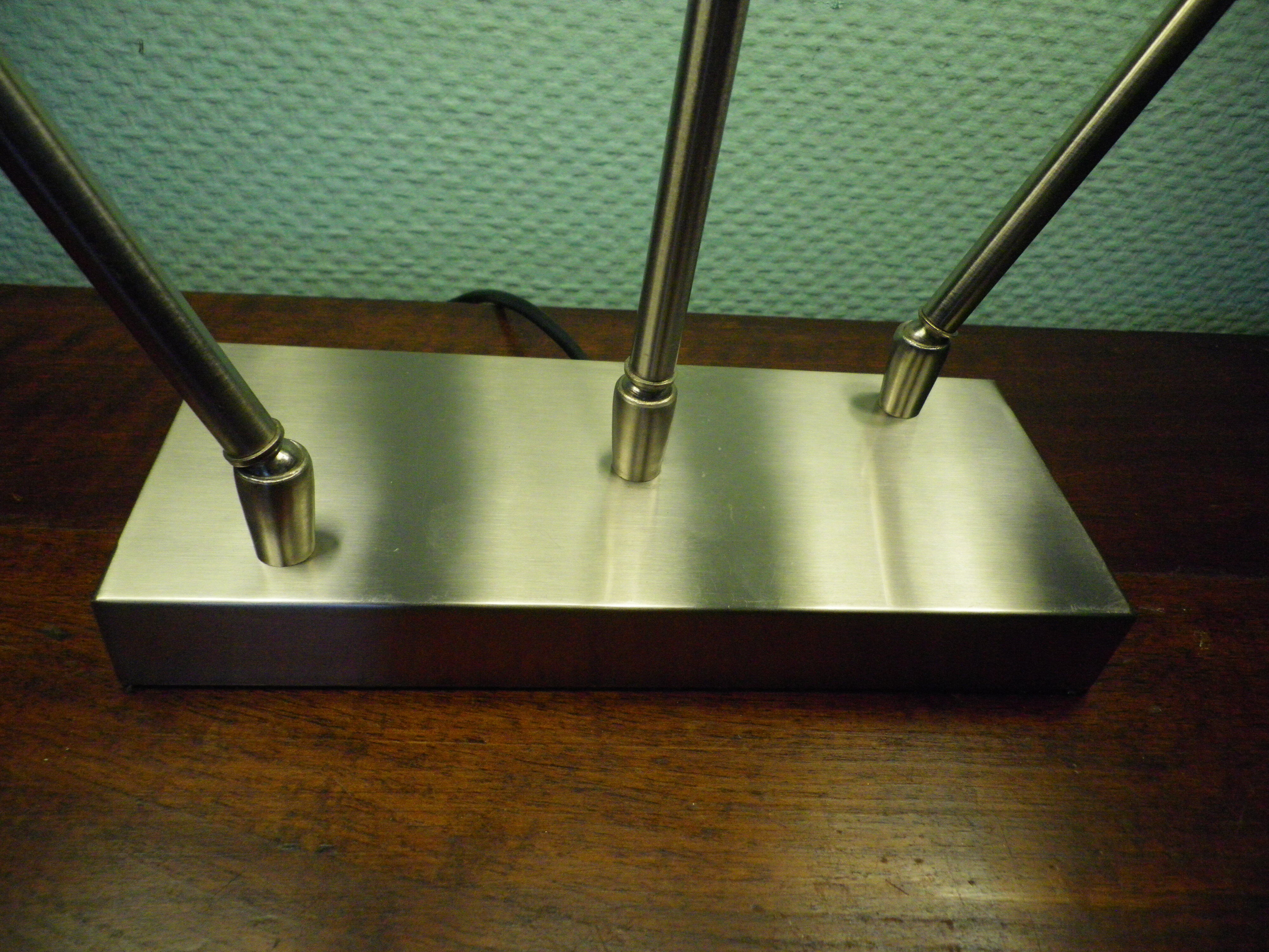 "Trio" table lamp, chromed metal, lampshades with tilting supports