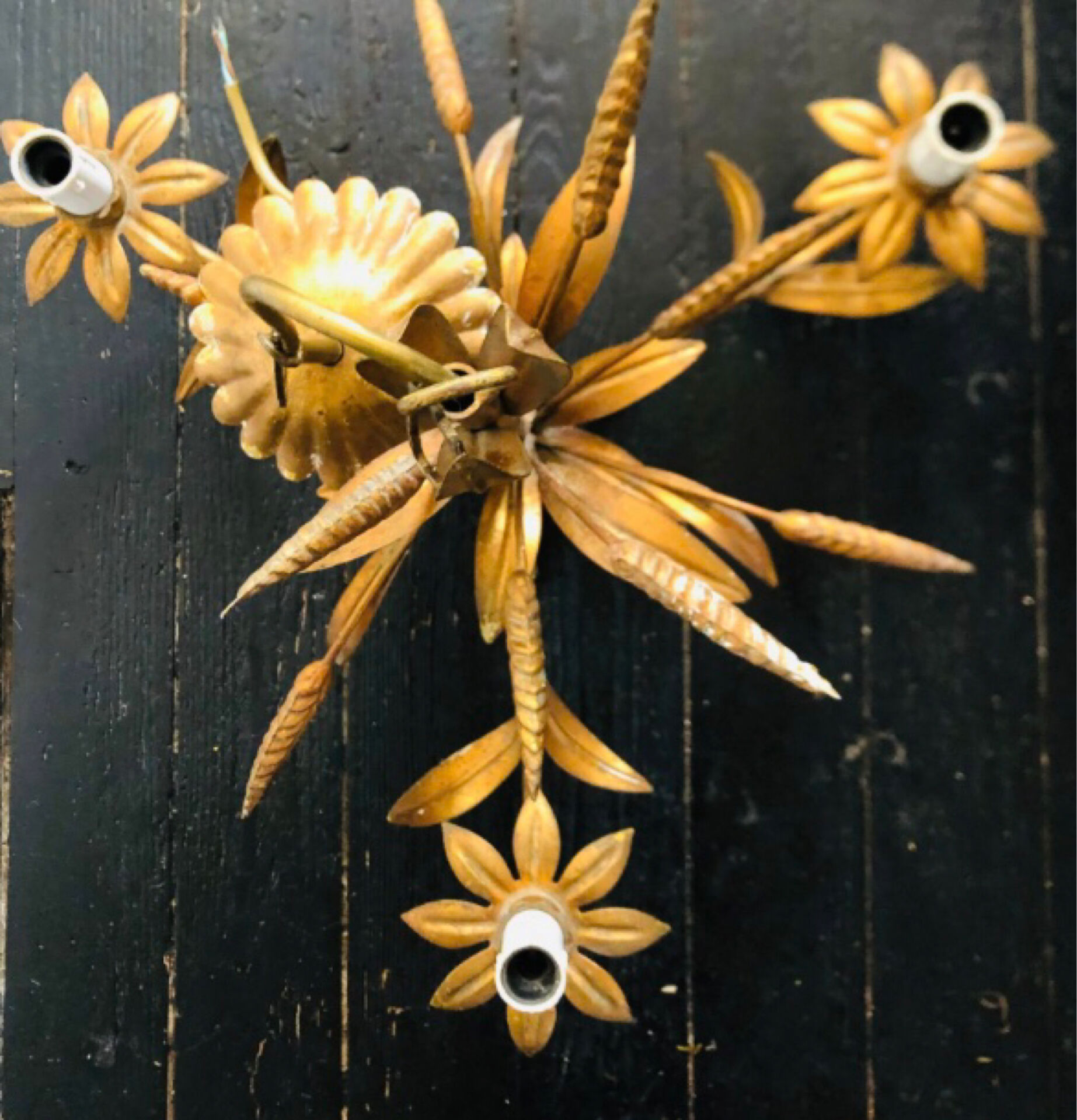 Florentine chandelier in wheat ear style by Hans Kögl Hollywood Regency