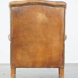 Sheepskin leather wing chair