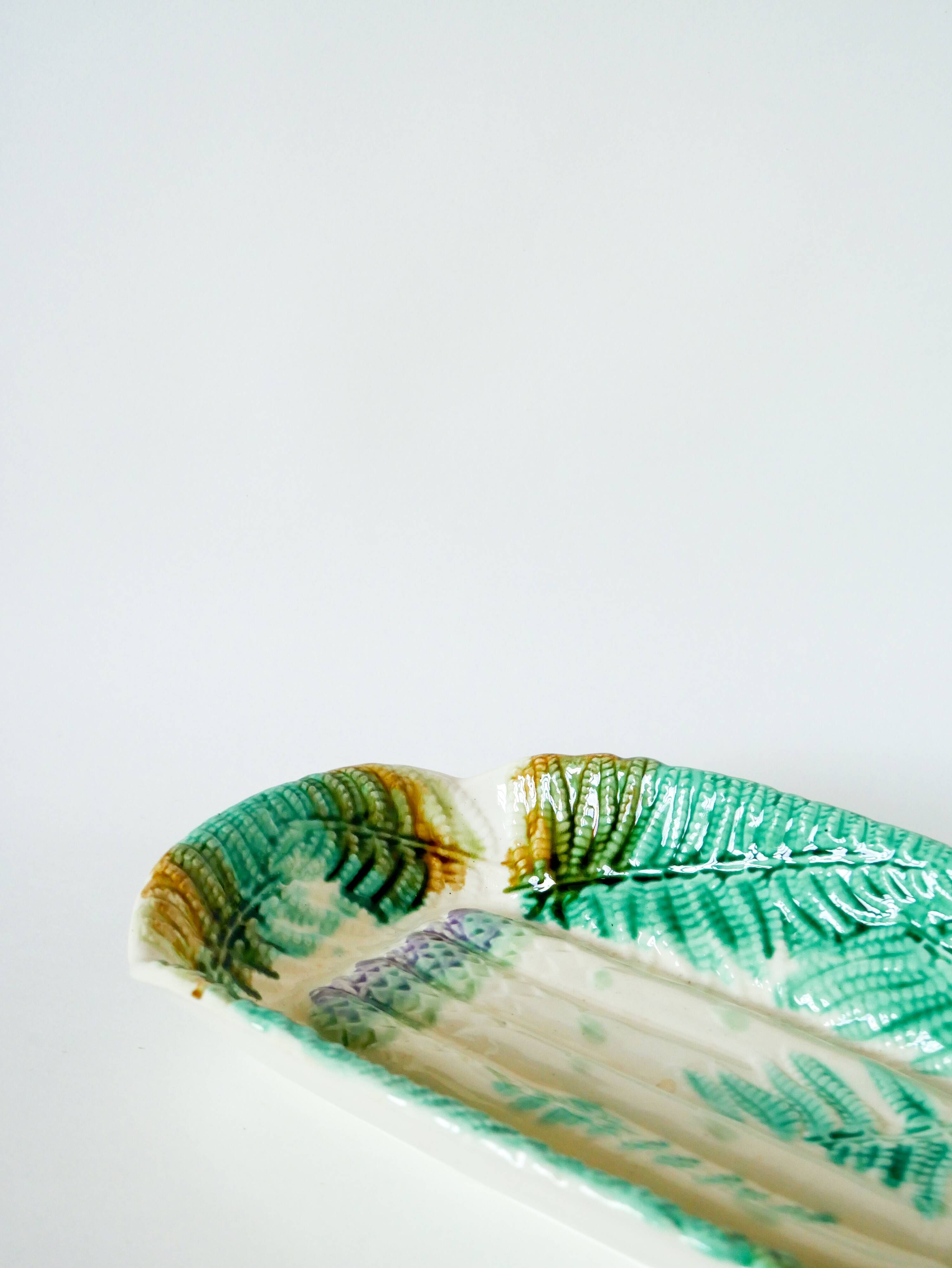 Large asparagus dish in Salins slip, early 20th century