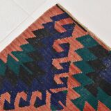 Red & Blue Geometric Vintage Kilim Rug, 158x238Cm