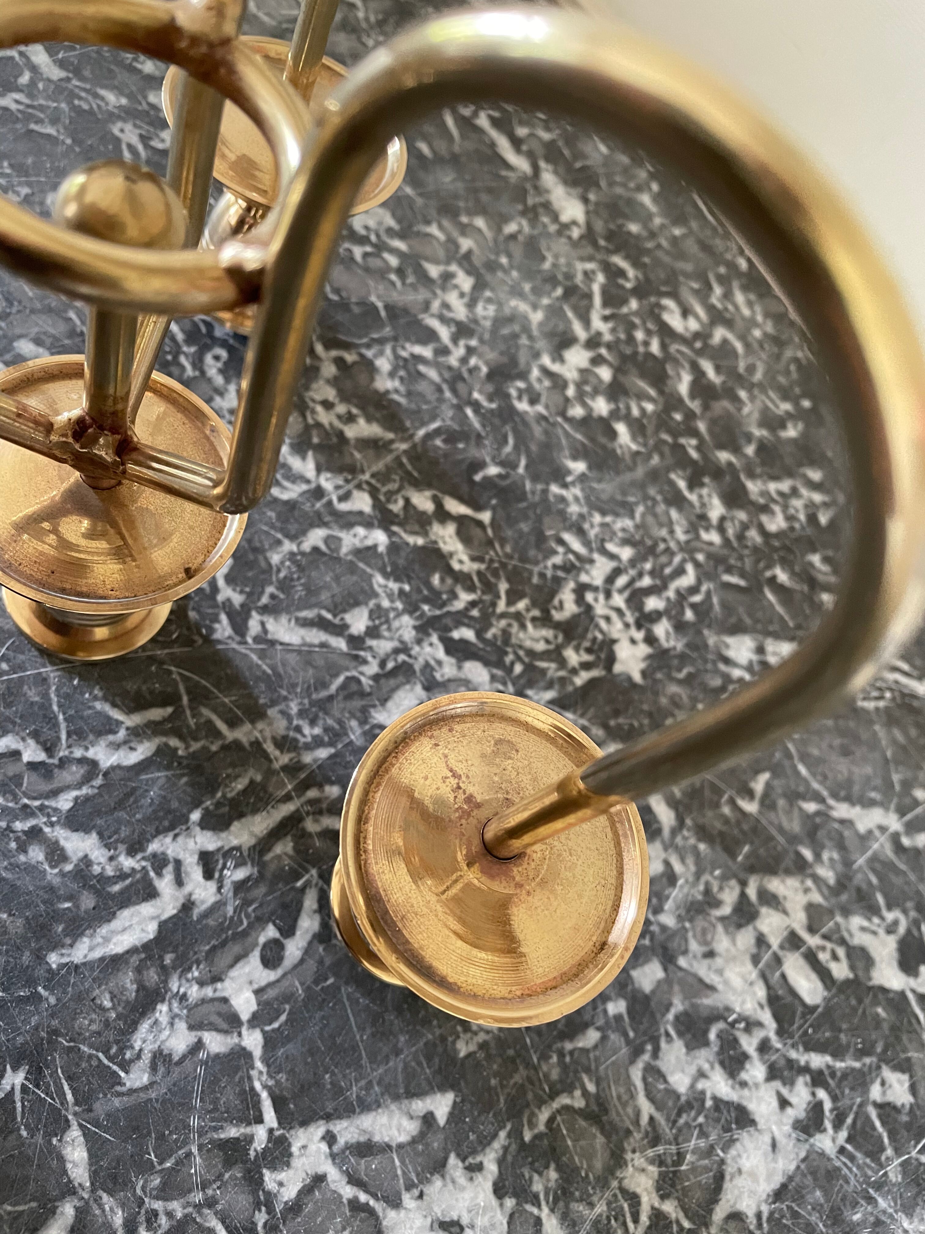 Golden brass candle holder